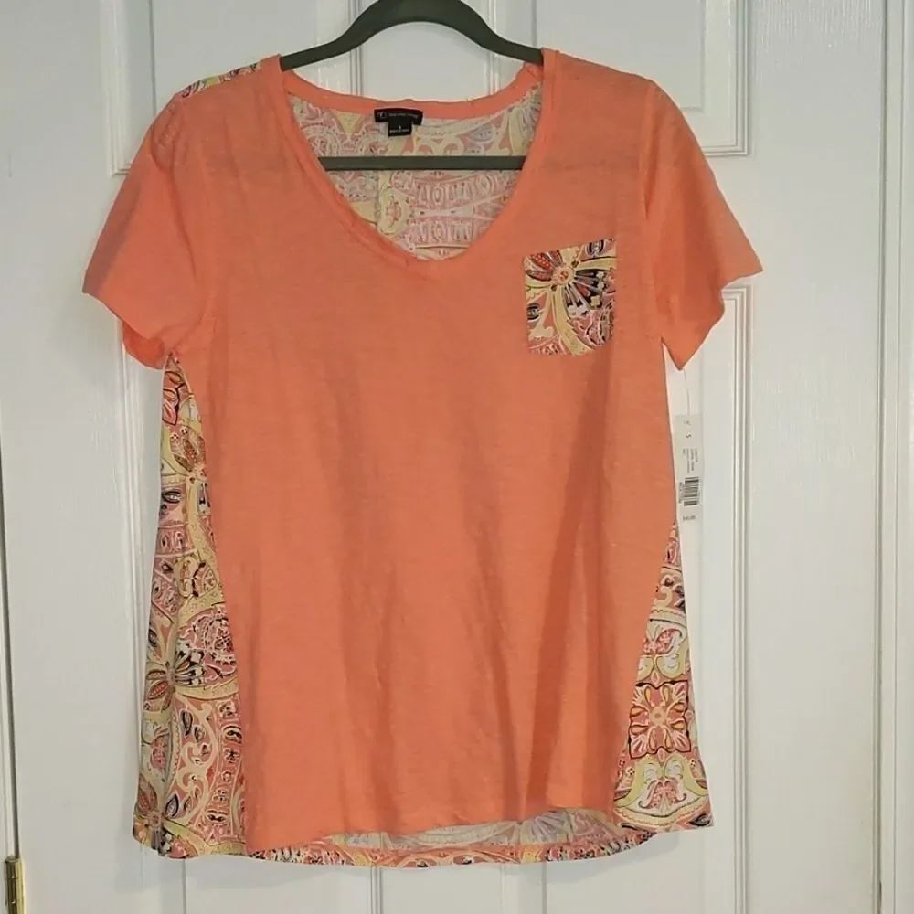 New Direction solid and print top Sz S NWT